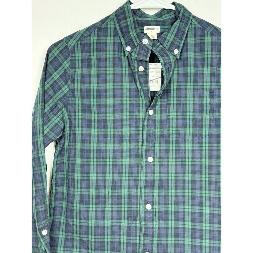 Crewcuts Boys Long Sleeve Flex Casual Shirt Black Watch Plaid Button Down 10 - Picture 2 of 9